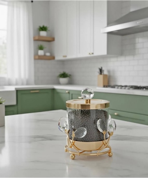 ZEYVE STONE STAND GLASS JAR 13x13x16cm.